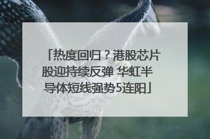 热度回归？港股芯片股迎持续反弹 华虹半导体短线强势5连阳