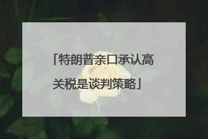 特朗普亲口承认高关税是谈判策略