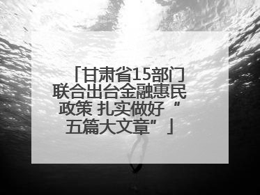 甘肃省15部门联合出台金融惠民政策 扎实做好“五篇大文章”