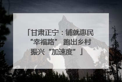 甘肃正宁：铺就惠民“幸福路” 跑出乡村振兴“加速度”