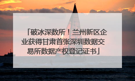 破冰深数所！兰州新区企业获得甘肃首张深圳数据交易所数据产权登记证书