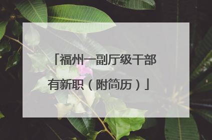 福州一副厅级干部有新职（附简历）