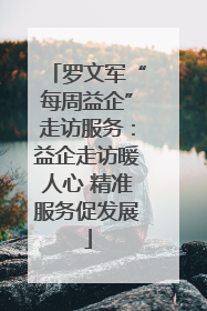 罗文军“每周益企”走访服务：益企走访暖人心 精准服务促发展