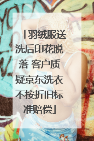 羽绒服送洗后印花脱落 客户质疑京东洗衣不按折旧标准赔偿