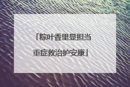 粽叶香里显担当 重症救治护安康