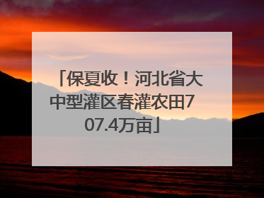 保夏收！河北省大中型灌区春灌农田707.4万亩
