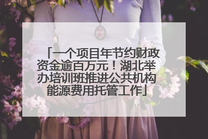 一个项目年节约财政资金逾百万元！湖北举办培训班推进公共机构能源费用托管工作