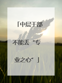 中层干部不能丢“专业之心”