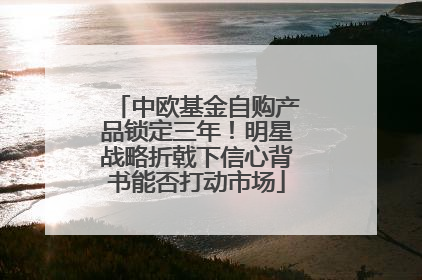 中欧基金自购产品锁定三年！明星战略折戟下信心背书能否打动市场