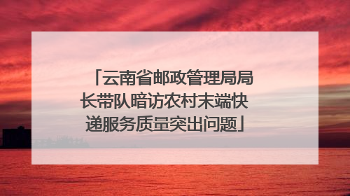 云南省邮政管理局局长带队暗访农村末端快递服务质量突出问题