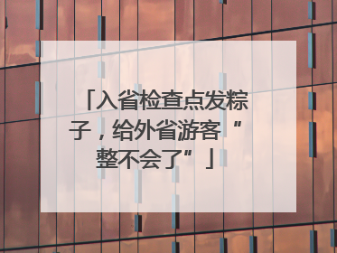 入省检查点发粽子，给外省游客“整不会了”