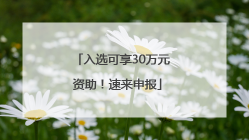 入选可享30万元资助！速来申报