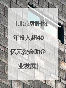 北京朝阳每年投入超40亿元资金助企业发展