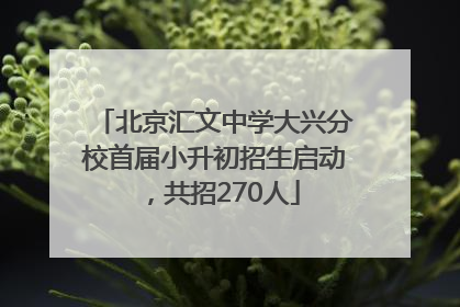 北京汇文中学大兴分校首届小升初招生启动，共招270人
