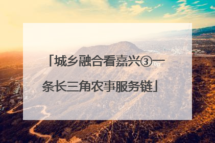城乡融合看嘉兴③一条长三角农事服务链