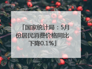 国家统计局：5月份居民消费价格同比下降0.1%