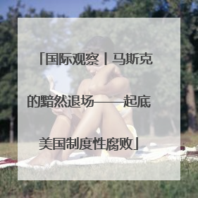 国际观察丨马斯克的黯然退场——起底美国制度性腐败