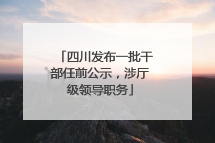 四川发布一批干部任前公示，涉厅级领导职务
