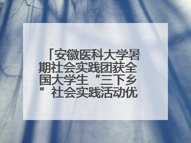 安徽医科大学暑期社会实践团获全国大学生“三下乡”社会实践活动优秀团队