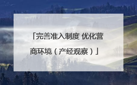 完善准入制度 优化营商环境（产经观察）