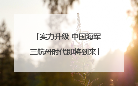 实力升级 中国海军三航母时代即将到来