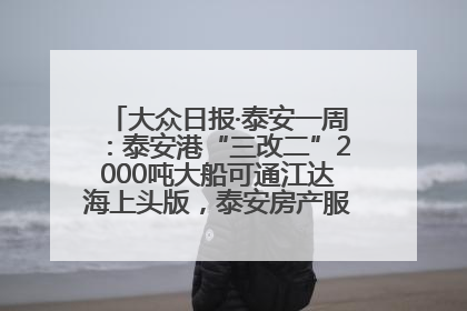 大众日报·泰安一周：泰安港“三改二”2000吨大船可通江达海上头版，泰安房产服务改革经验全省推广