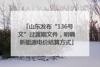 山东发布“136号文”过渡期文件，明确新能源电价结算方式