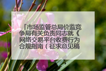 市场监管总局价监竞争局有关负责同志就《网络交易平台收费行为合规指南（征求意见稿）》答记者问