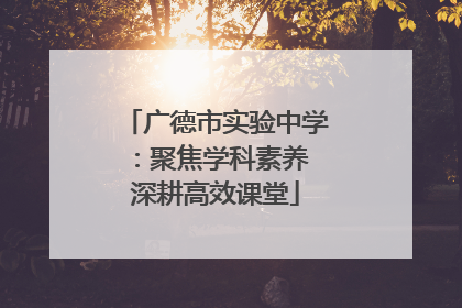 广德市实验中学：聚焦学科素养 深耕高效课堂