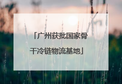 广州获批国家骨干冷链物流基地