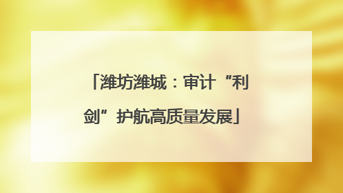 潍坊潍城：审计“利剑”护航高质量发展