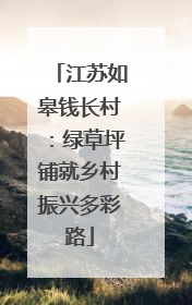 江苏如皋钱长村：绿草坪铺就乡村振兴多彩路