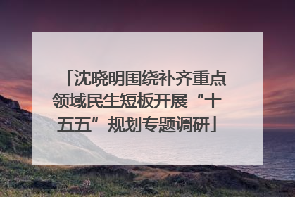 沈晓明围绕补齐重点领域民生短板开展“十五五”规划专题调研