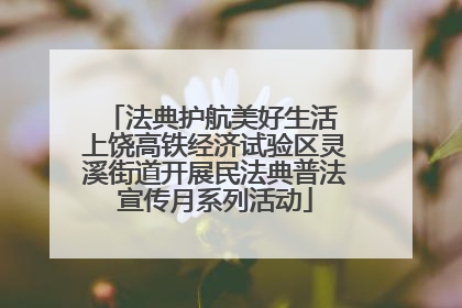 法典护航美好生活 上饶高铁经济试验区灵溪街道开展民法典普法宣传月系列活动