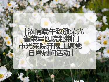 浓情端午致敬荣光 省荣军医院赴荆门市光荣院开展主题党日暨慰问活动