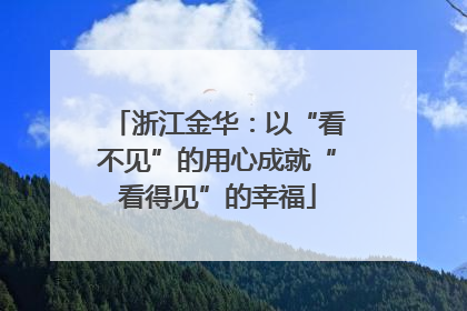 浙江金华：以“看不见”的用心成就“看得见”的幸福