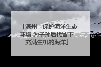 滨州：保护海洋生态环境 为子孙后代留下充满生机的海洋