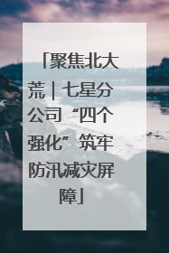 聚焦北大荒｜七星分公司“四个强化”筑牢防汛减灾屏障