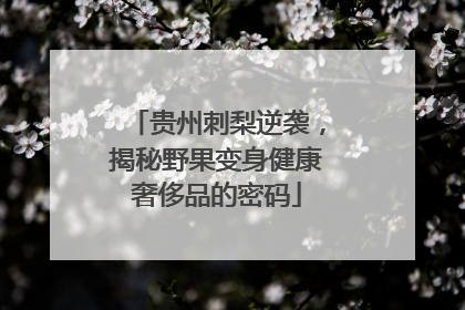 贵州刺梨逆袭，揭秘野果变身健康奢侈品的密码