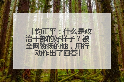 钧正平：什么是政治干部的好样子？被全网赞扬的他，用行动作出了回答