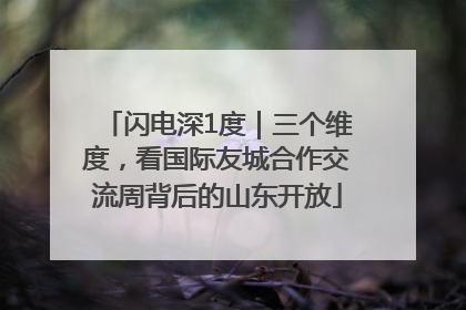 闪电深1度｜三个维度，看国际友城合作交流周背后的山东开放