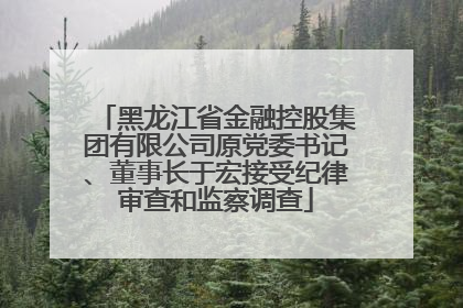 黑龙江省金融控股集团有限公司原党委书记、董事长于宏接受纪律审查和监察调查