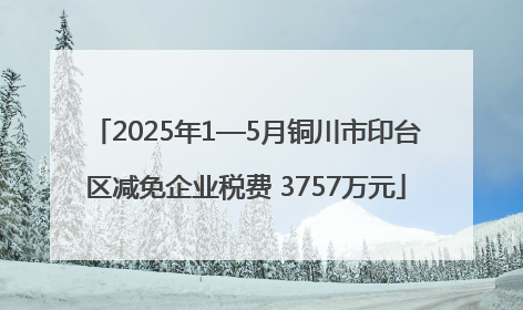 2025年1—5月铜川市印台区减免企业税费 3757万元