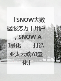 SNOW大数据服务万千用户，SNOW AI量化——打造亚太云端AI量化